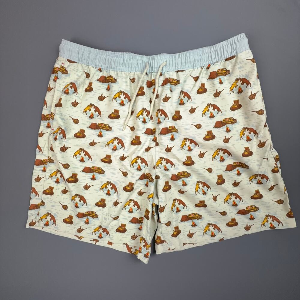 Magellan Fish Gear Shiner Beer Shorts XL Ram Camp Print Swim Trunks